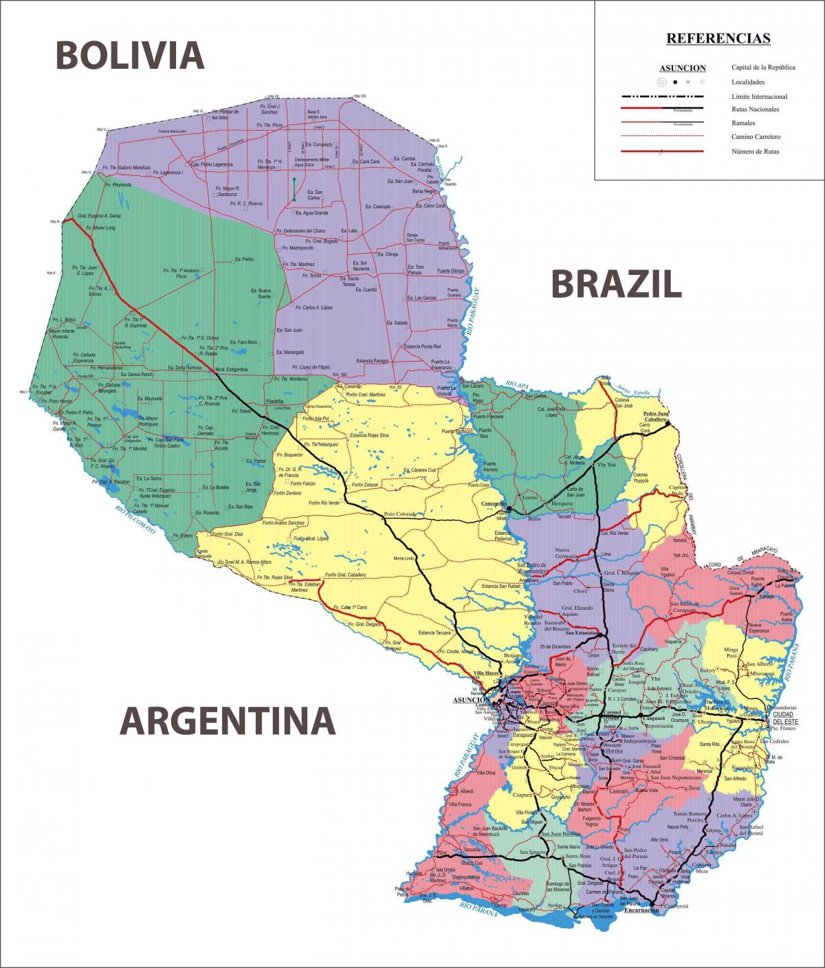 la carte du Paraguay