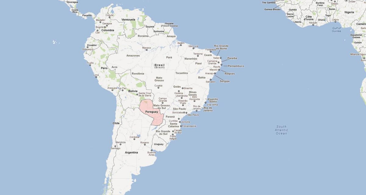 Carte du Paraguay, amérique du sud