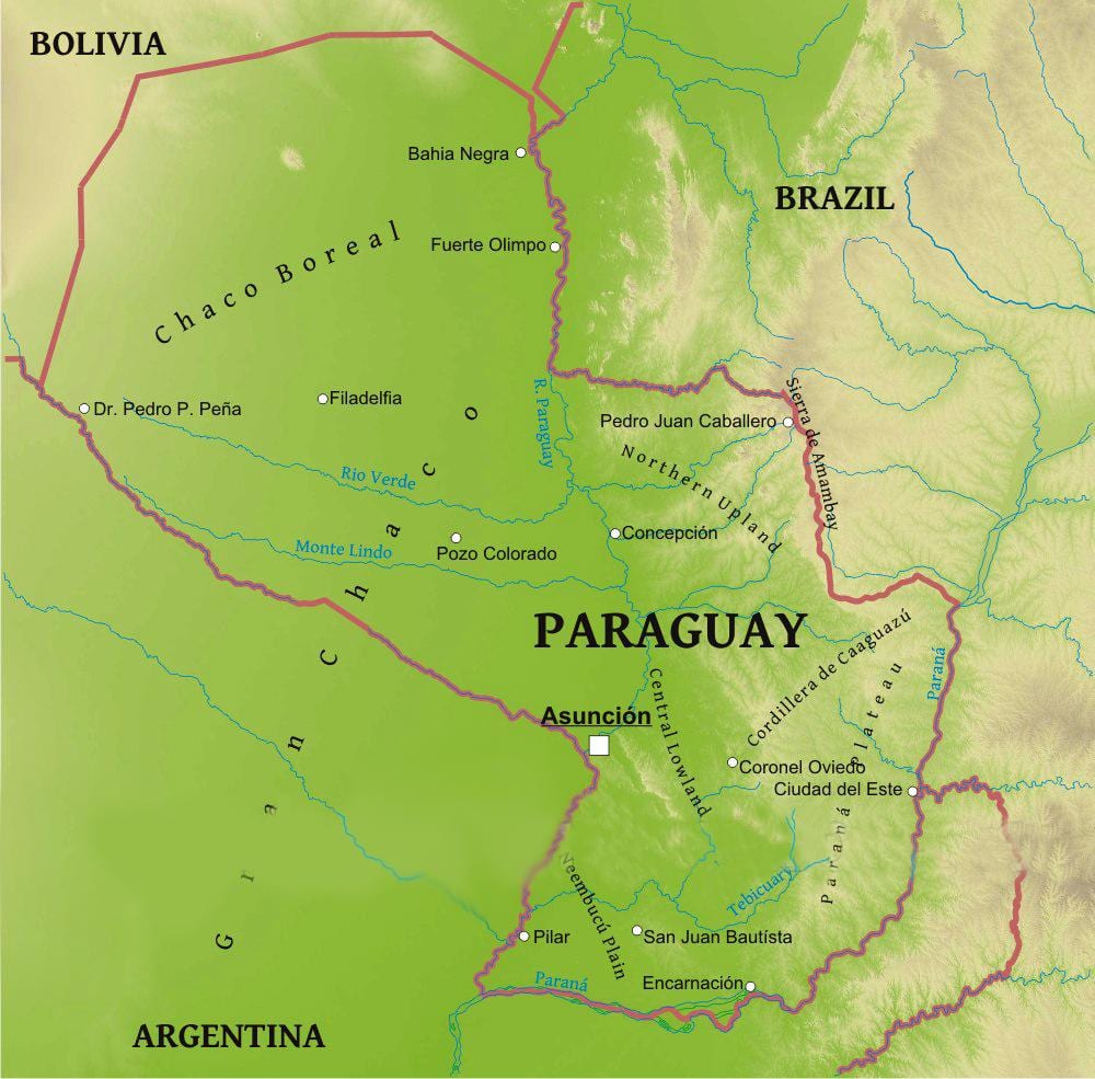 Carte du Paraguay, de la géographie