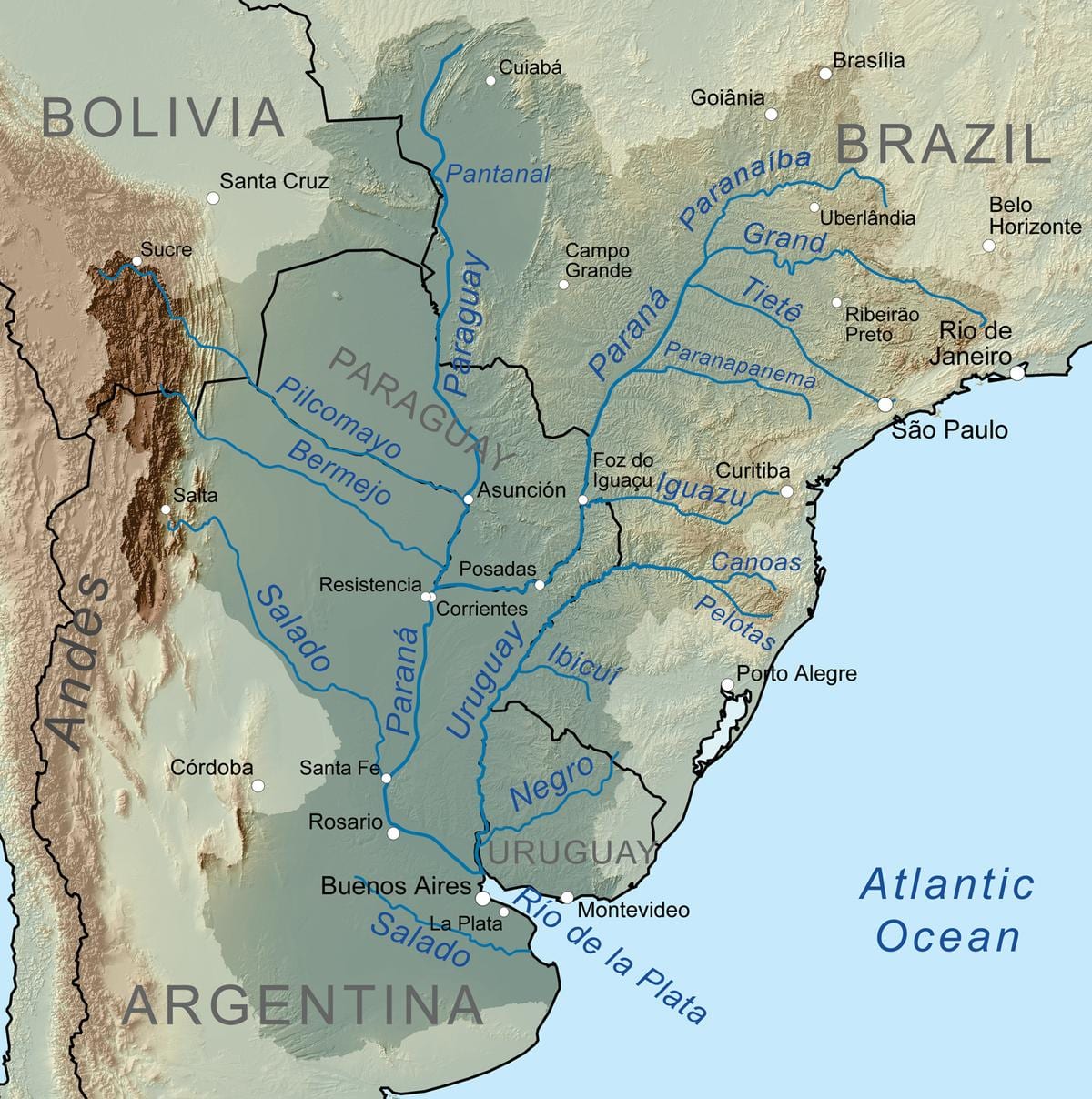 Carte de la rivière Paraguay